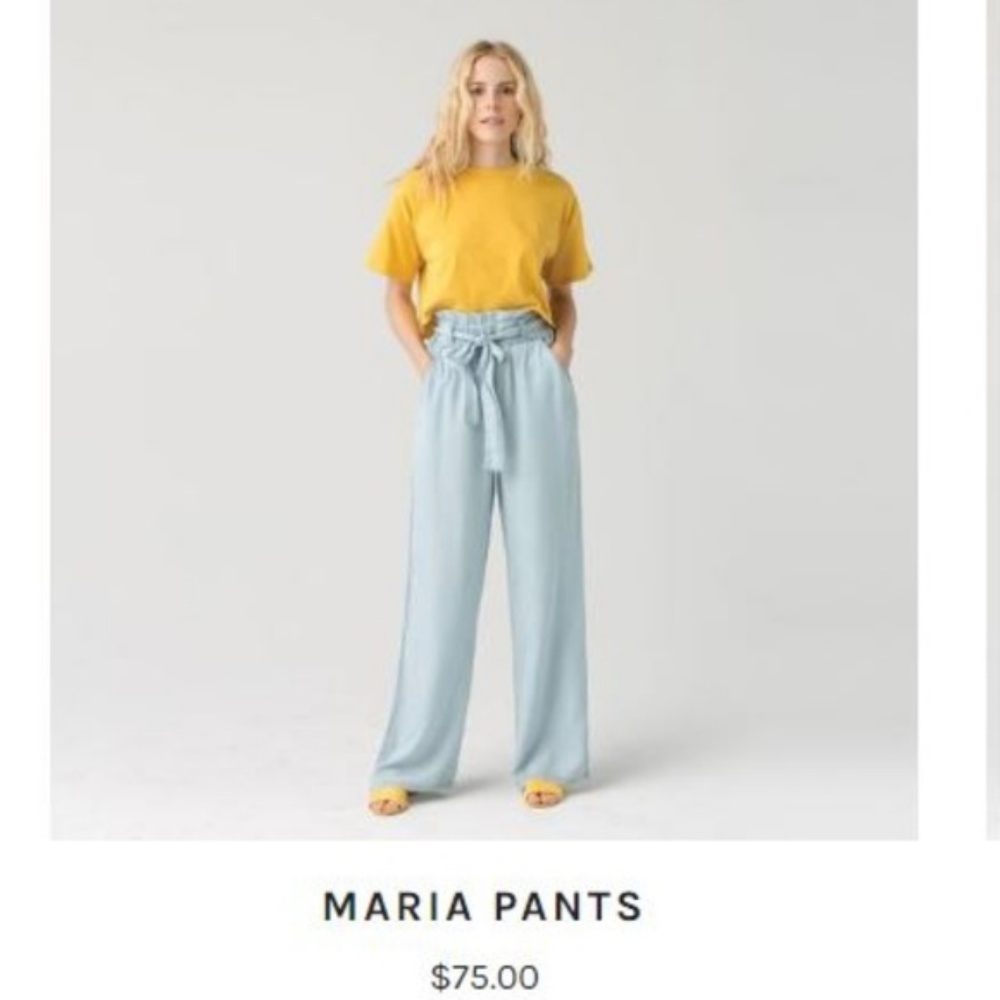 High Rise Belted Paperbag Wide Leg Trousers Pants - Picture 5 of 8